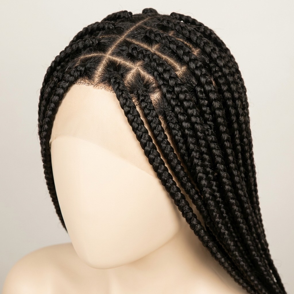 Box braided wigs bulk — medium box braids with square partings