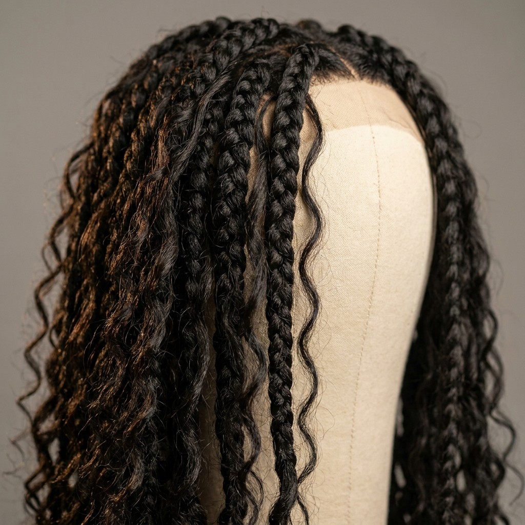 Goddess braids wigs — thick braids with curly accent elements