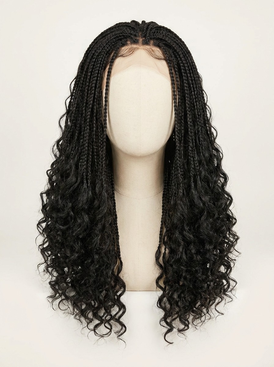 Boho braids with loose curly ends 30 inch HD lace wig