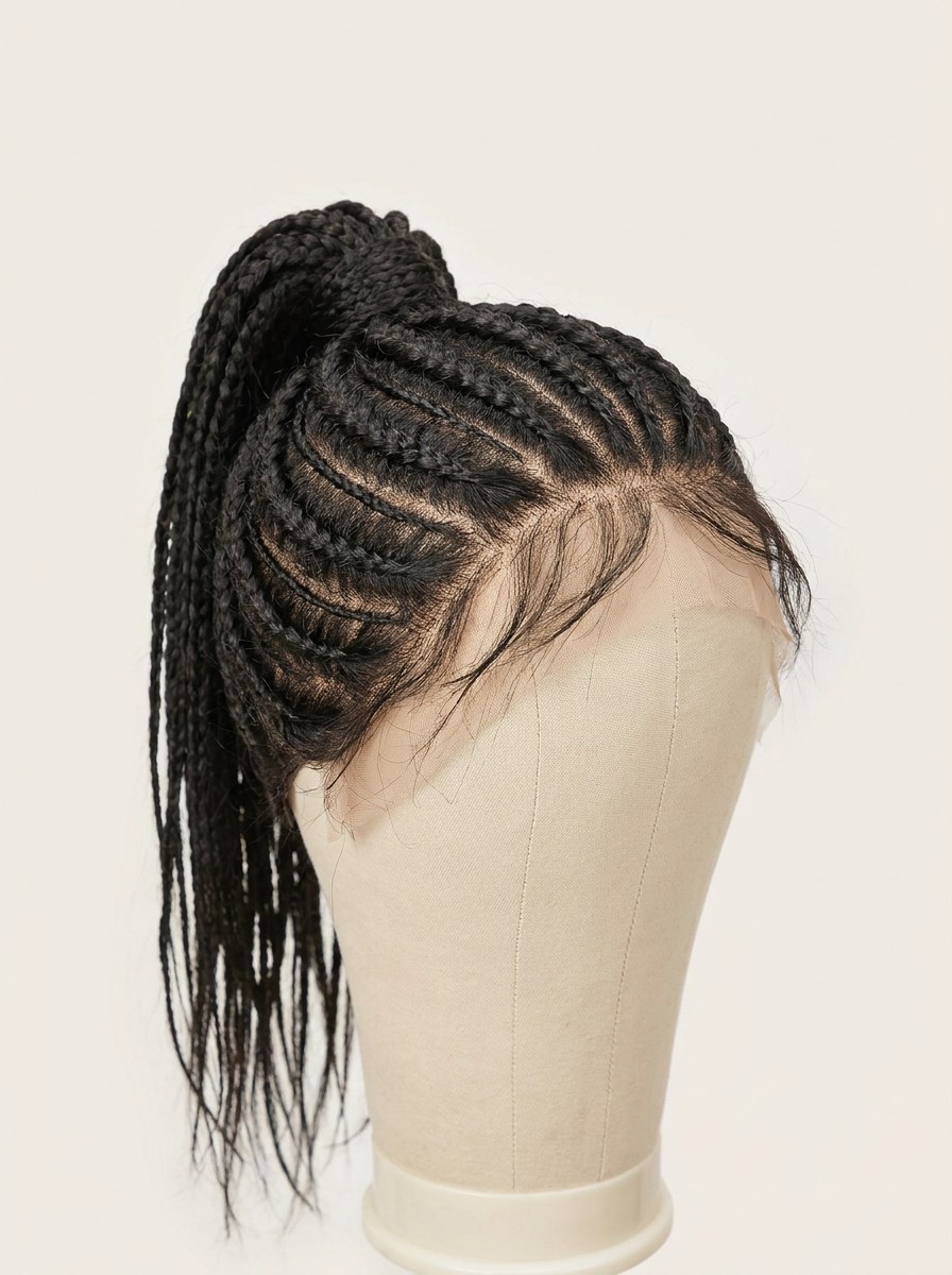 Cornrows into ponytail lace front wig