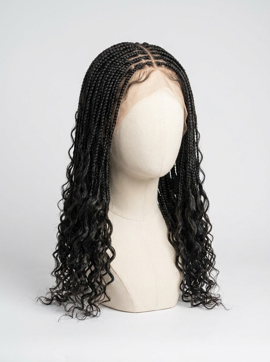 Knotless braids with boho curly ends 26 inch lace front