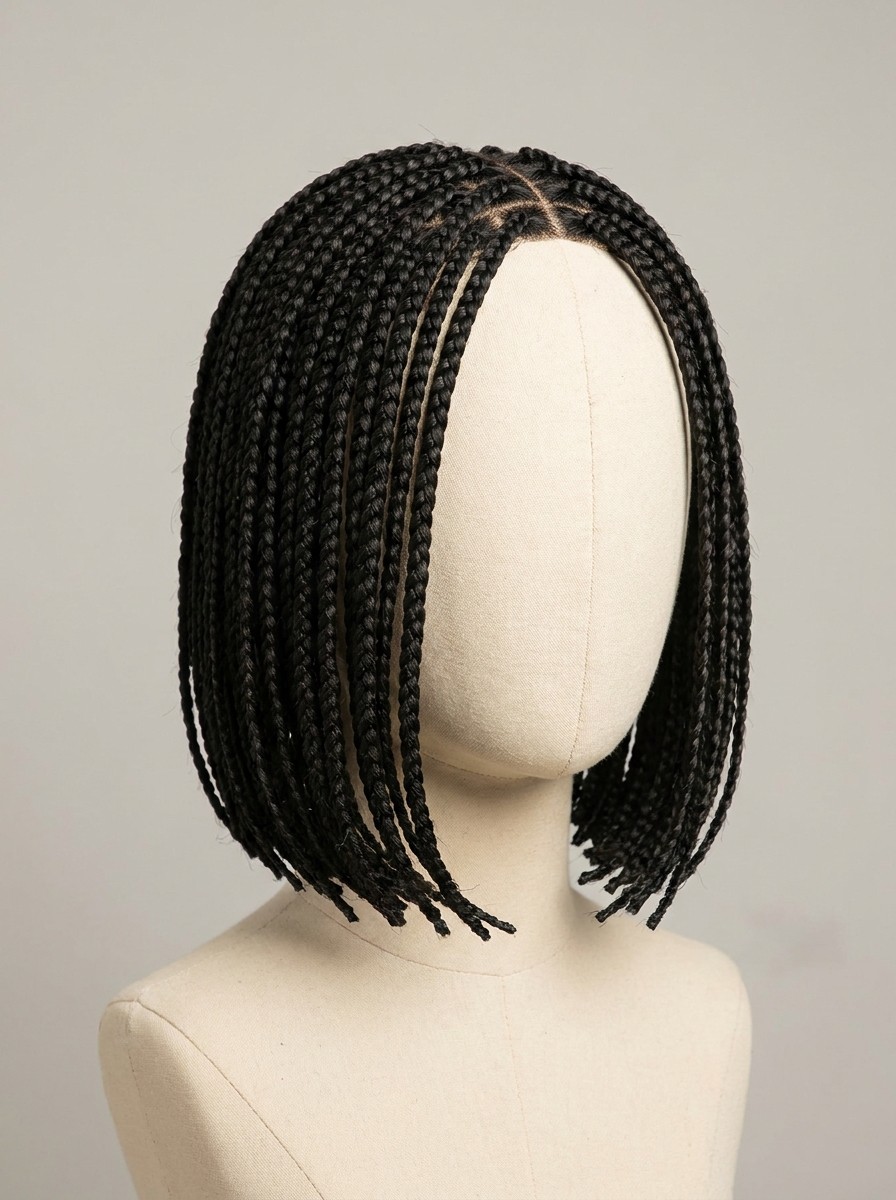 Short box braids bob 14 inch glueless braided wig