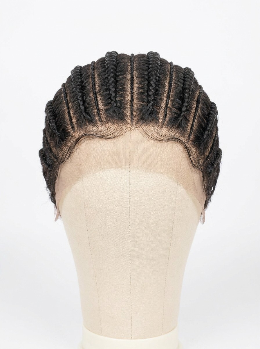 Straight-back cornrow full lace wig wholesale