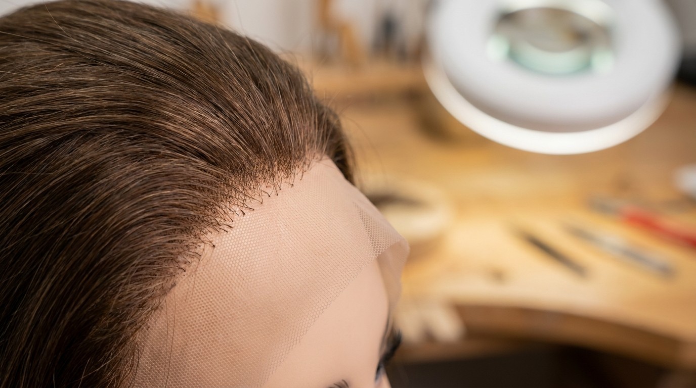 HD lace finishing and baby hair plucking on braided wig