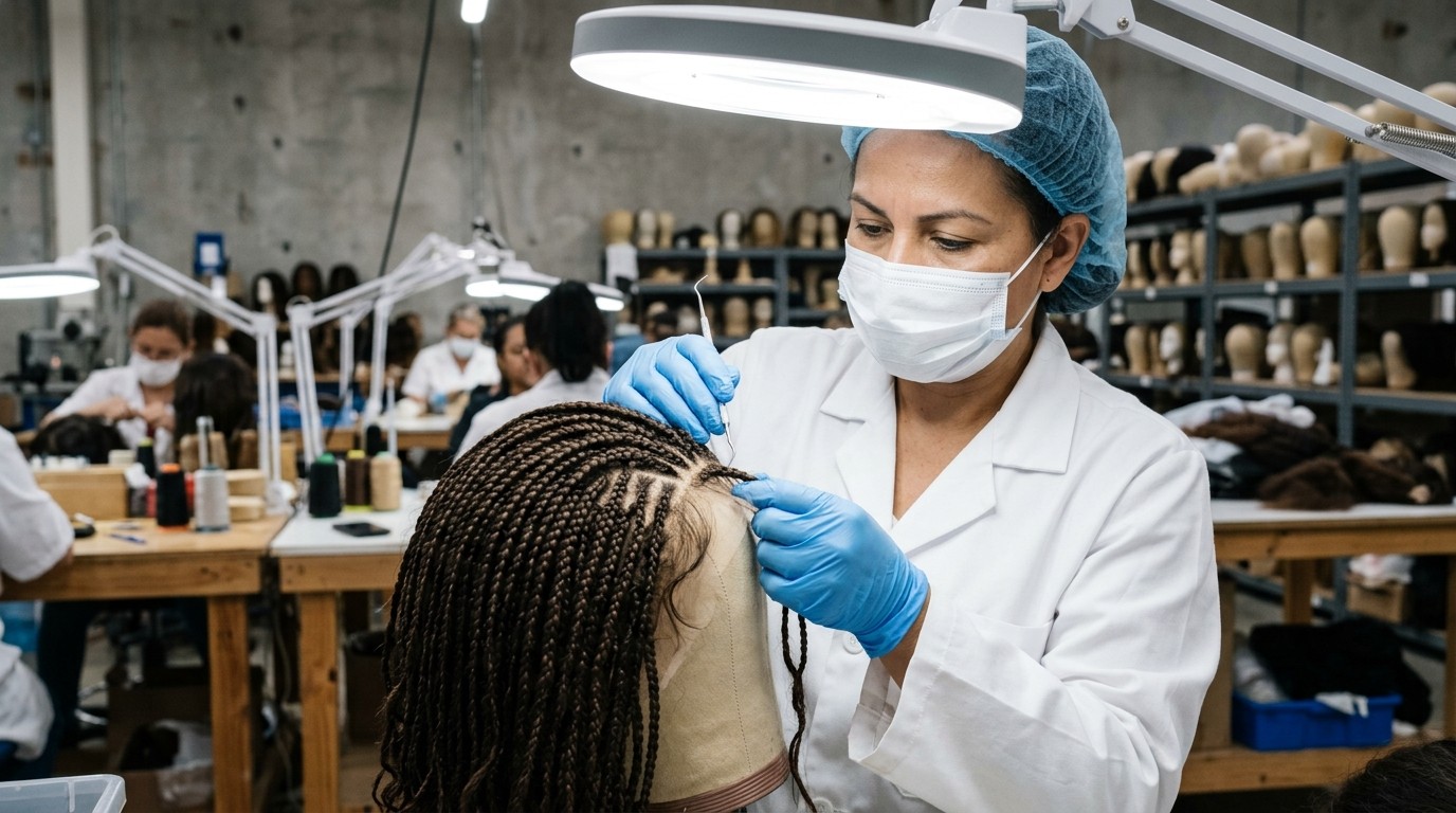7-point quality control inspection of hand-braided wig