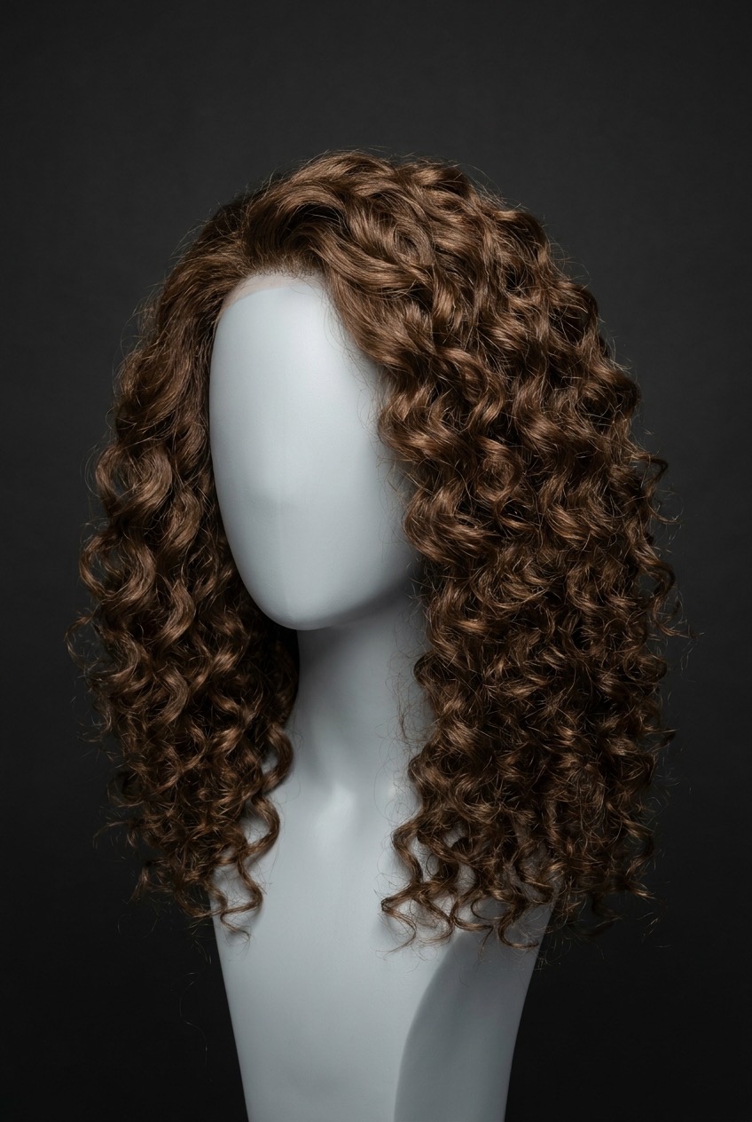 Deep curly wig texture — medium S-shaped spirals with natural flow
