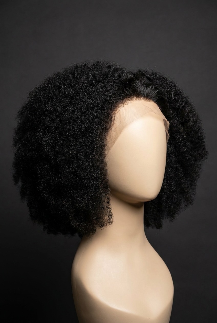 Kinky curly wig texture — tight 4C coils with full volume