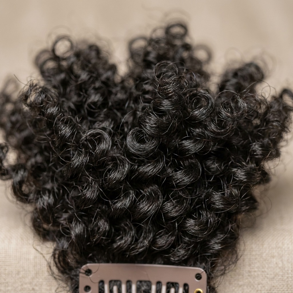 Kinky curly wig texture closeup — tight 4C coils