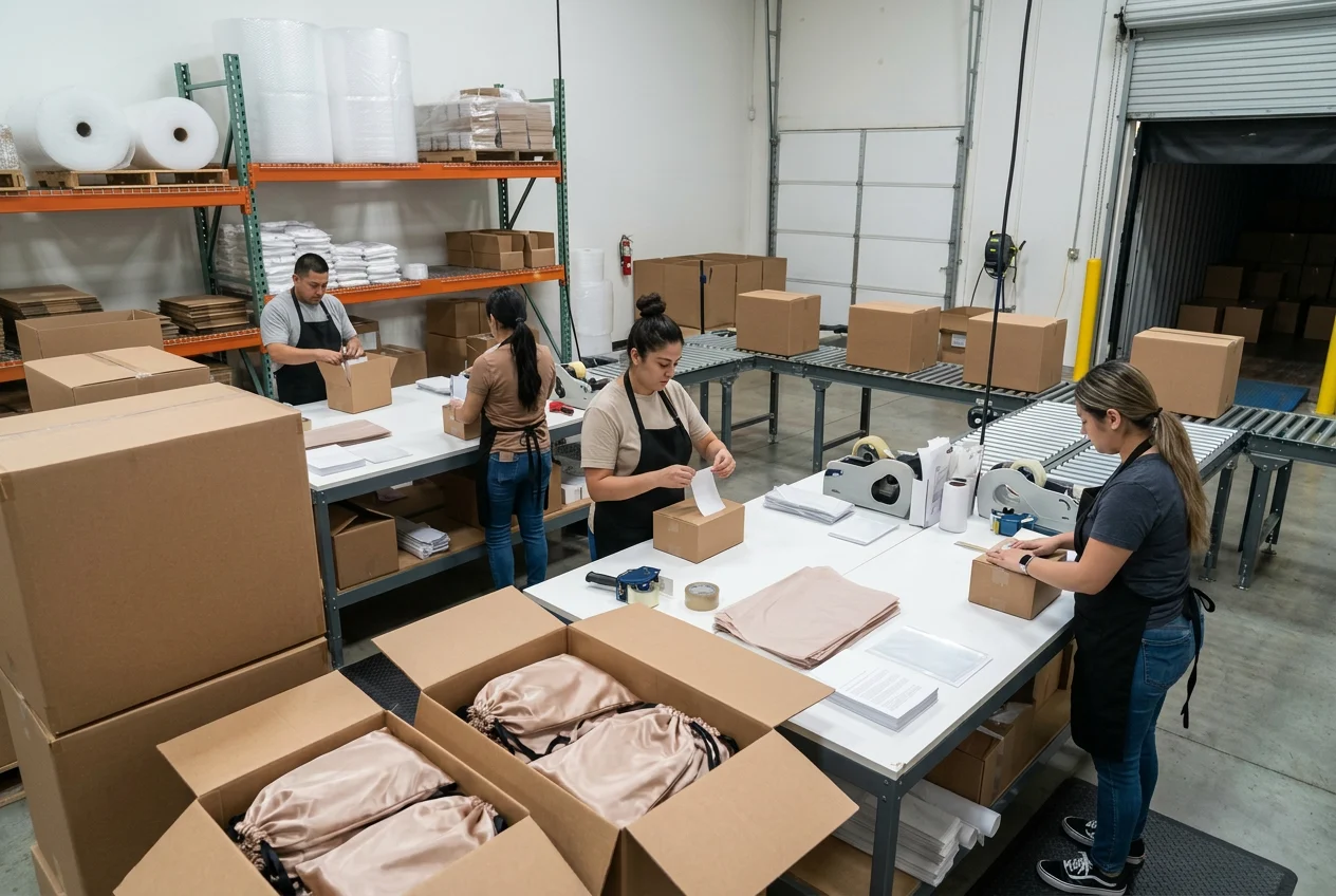 Bulk wigs packaging and global shipping preparation