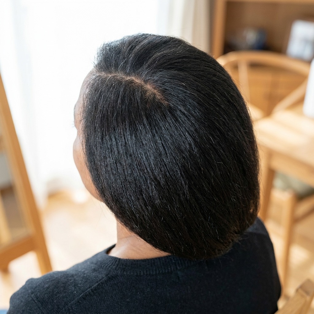 Clip-in hair topper blended seamlessly