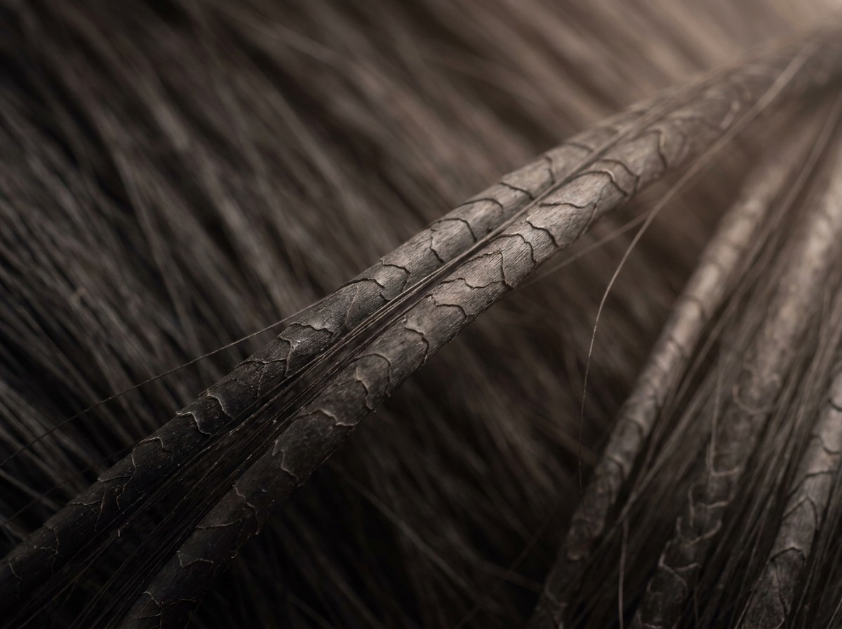 Close-up of cuticle-aligned virgin human hair wig showing natural sheen