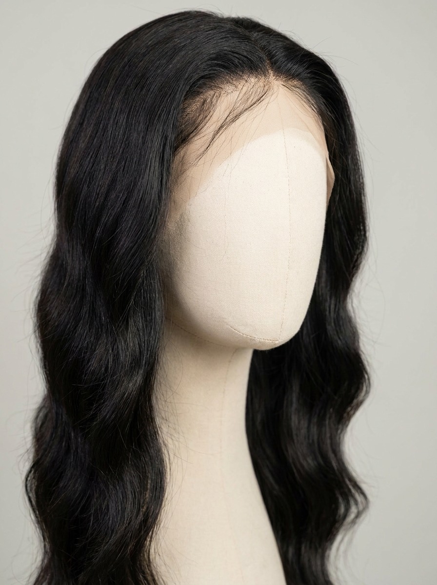Body wave lace front human hair wig, 13x4 lace, natural black