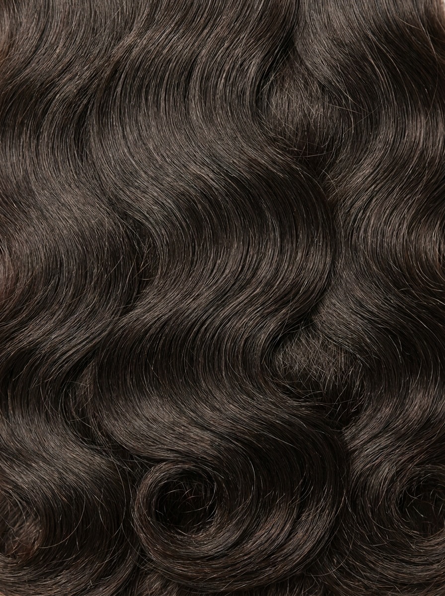 Body wave human hair wig texture showing soft S-wave