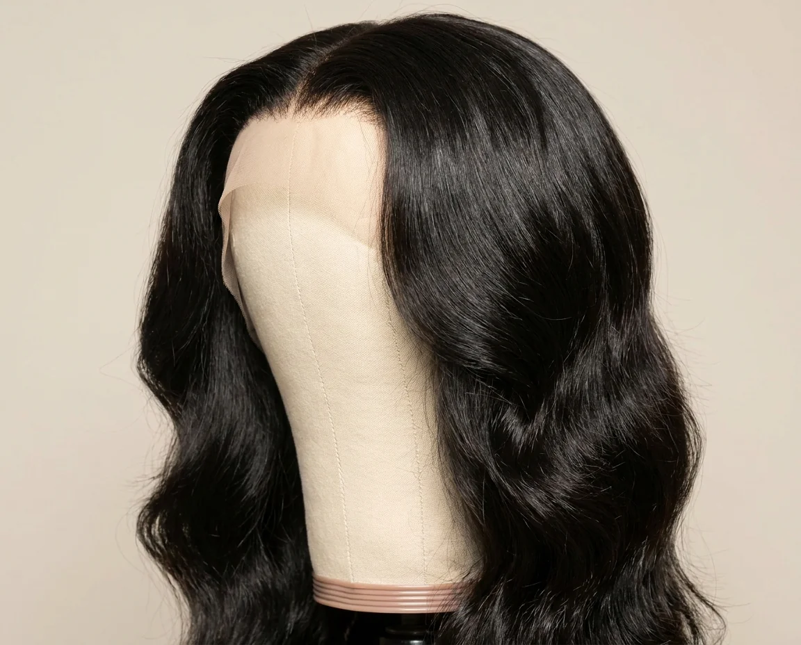 Body wave HD lace front wig — 13x4 invisible lace, 180% density, natural black
