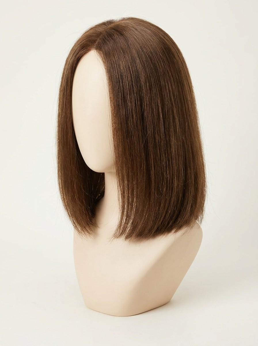 Straight blunt bob wig, chin length, natural black