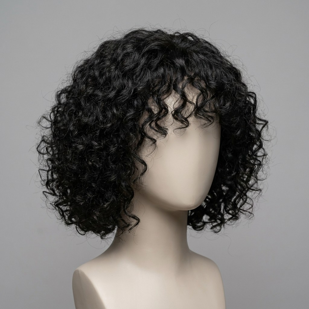 Curly bob wig with defined curls, bouncy volume