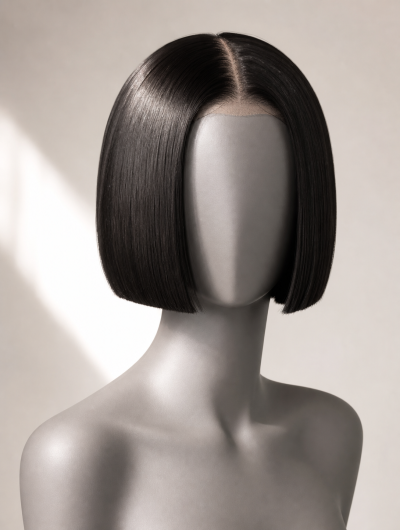 Short blunt-cut bob glueless wig, straight, 10-inch