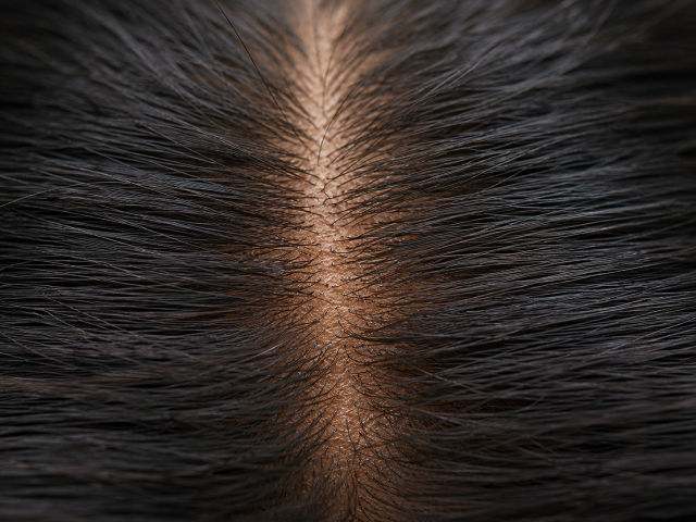 Macro close-up of natural hair blending into U-Part wig