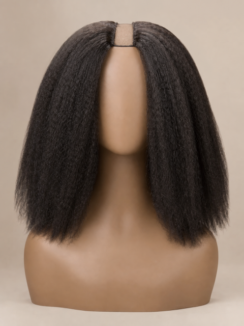Wholesale U-Part kinky straight human hair wig for natural texture match